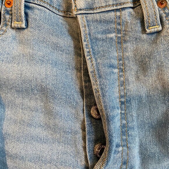 Levi's Ribcage Straight Ankle Jeans Light Blue Distress Button Fly High 27 27 - Picture 10 of 12